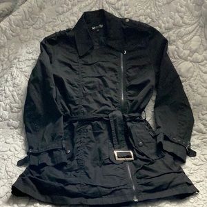 Papillon black off-centre zipper ruched jacket size Large